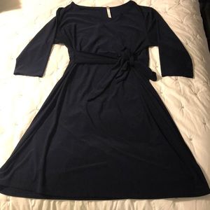EUC NY Collection Woman Navy Faux Wrap Dress 2x
